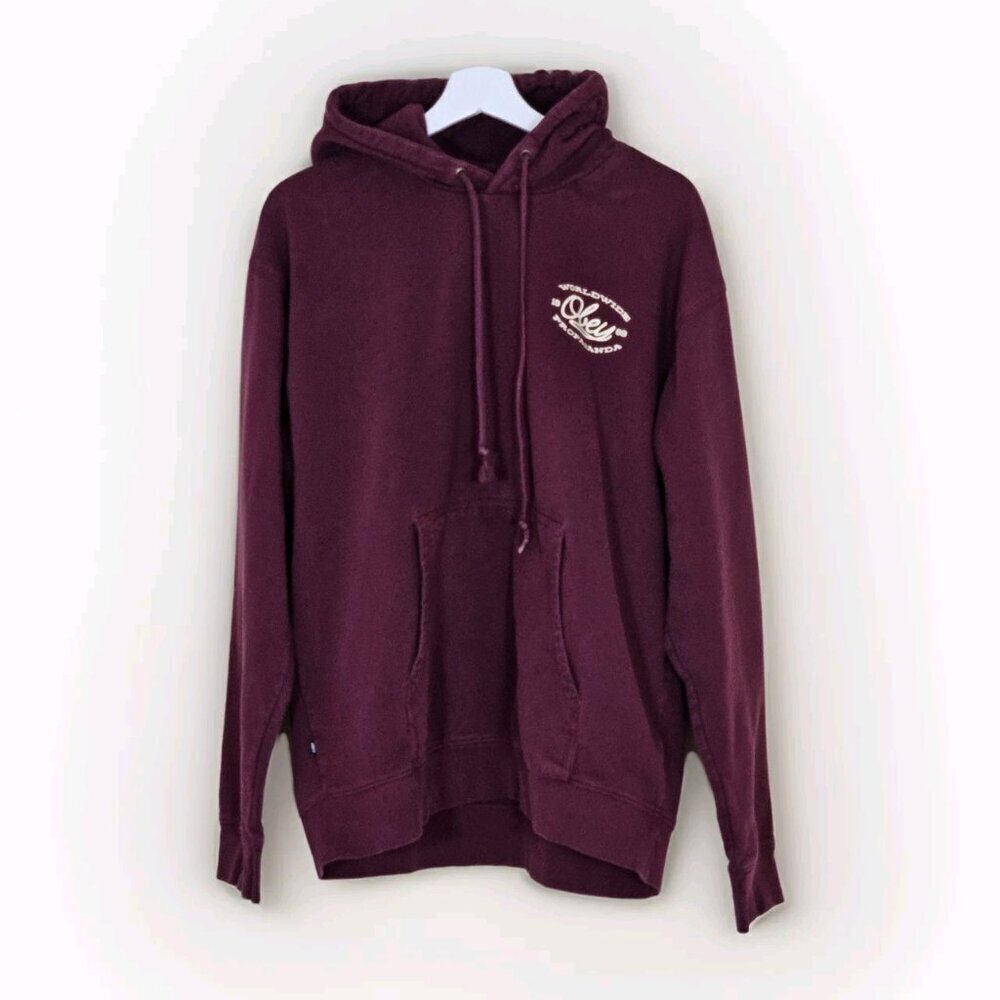 Obey Hoodie Mens L Burgundy Worldwide Propganda LS Fleece Skate Streetwear Punk
